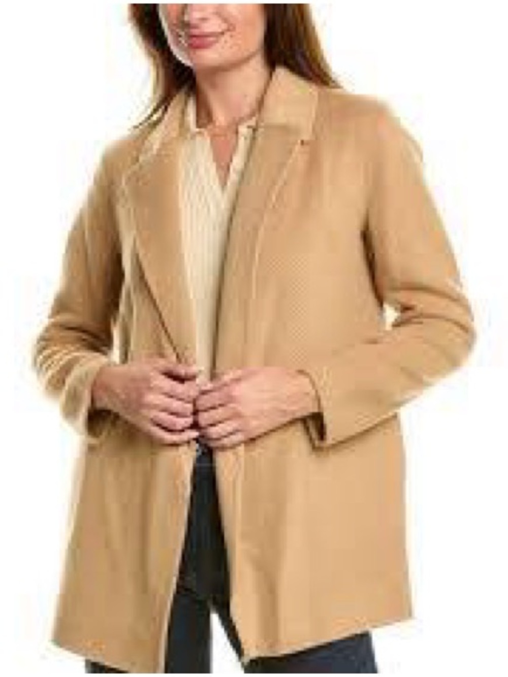 Theory Camel Sileena Chevron Wool-Blend Trench Coat NWT